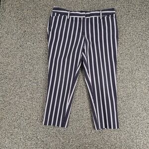 Modern Worthington Petite Slim Ankle Pants Navy White Striped Low Rise Size 6P